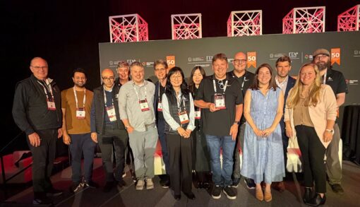 Group of people with the RBR50 2026 Award for Locus Robotics
