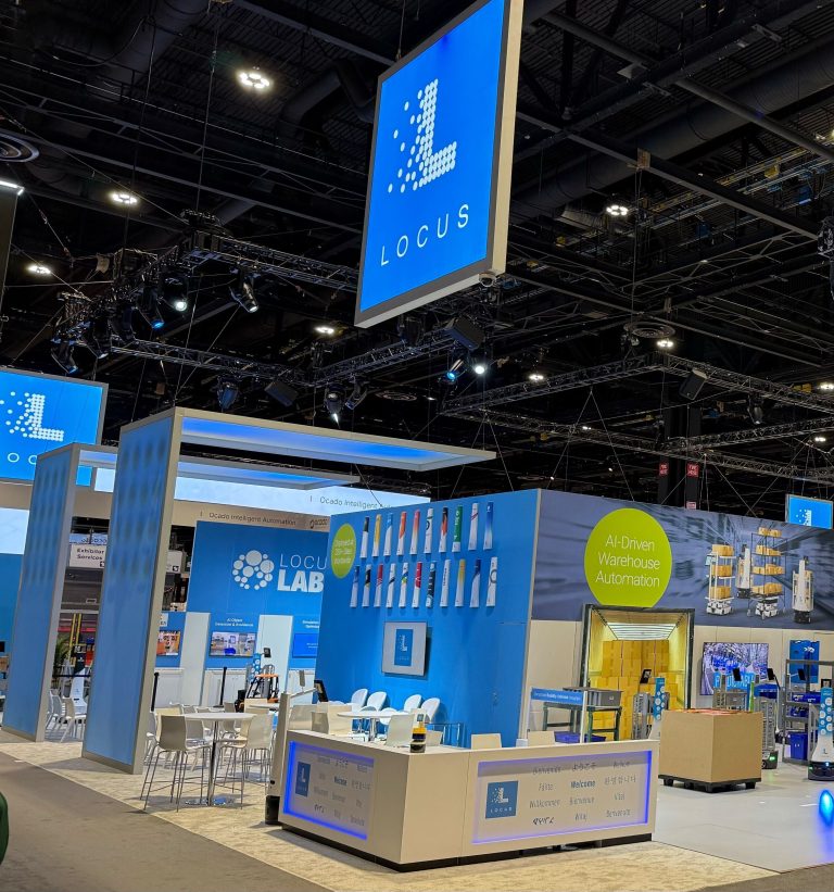 Locus Robotics trade show booth with LocusLABS area and AI-Driven Warehouse Automation signage